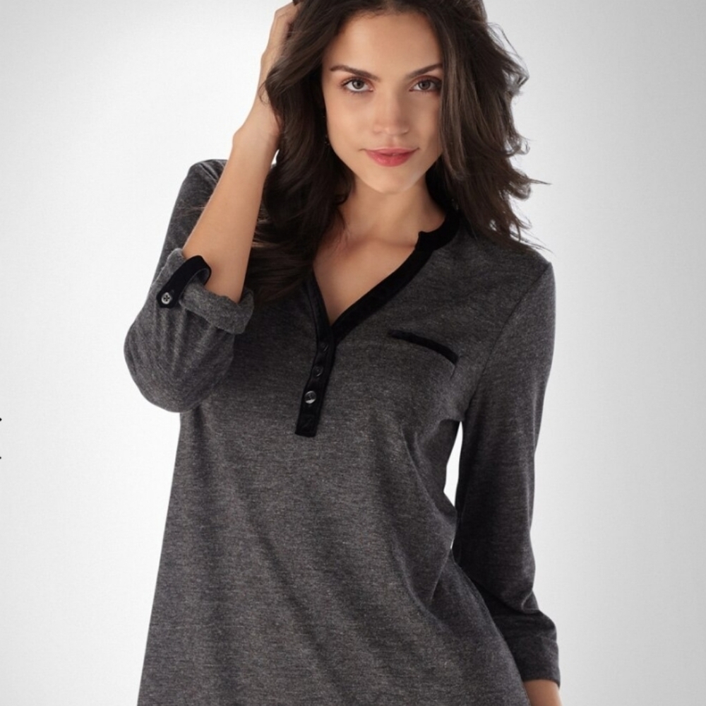 Soma Velvet Trim Henley Top